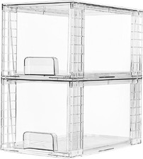 Vtopmart Large Stackable Storage Drawers 2 Pack Clear Handles