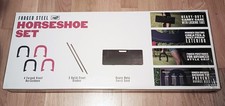 Horseshoes Outdoor Game Set - 4 Heavy-Duty Steel Shoes 2 Stakes with Carry Case