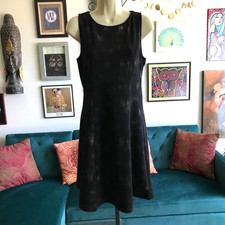 COLLECTIVE CONCEPTS sz S Black & Metallic Gold Sleeveless Fit & Flare Dress NWT