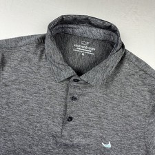 Vineyard Vines Performance Polo Shirt Mens M Gray Heathered Striped Performance