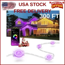 300Ft Permanent Outdoor Lights for House, 2025 New Smart RGB Christmas Lights Ou