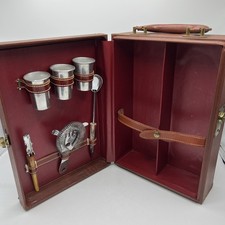 Vintage Portable Pub Shot Glasses Strainer Bottle Opener Travel Bar Suitcase