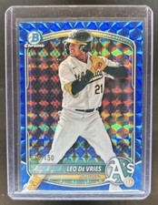 2025 Bowman Draft Leo De Vries Chrome Blue Geometric Refractor #/150 Athletics