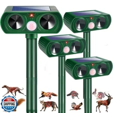 4 Pack Solar Ultrasonic Animal Repellent Outdoor Sonic Fortress Pro Deer Repe