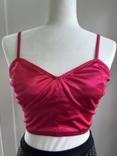 Weissman 15546 Red Satin Dance Crop Top Adult Small WORN ONCE