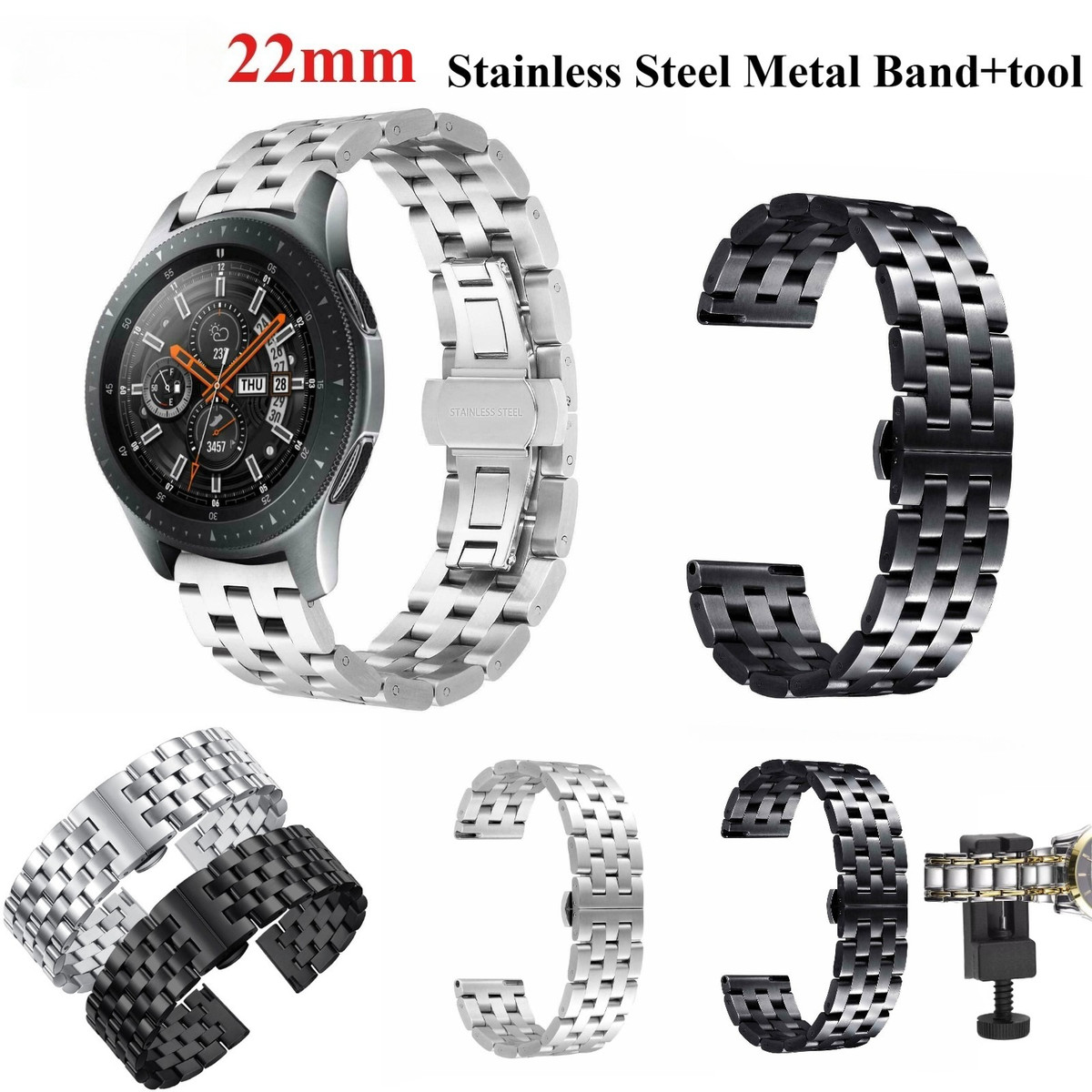 22mm Stainless Steel Band for Huami Amazfit Bip 6 BIP 5 GTR 4 GTR 3 Pro GTR 2e 2