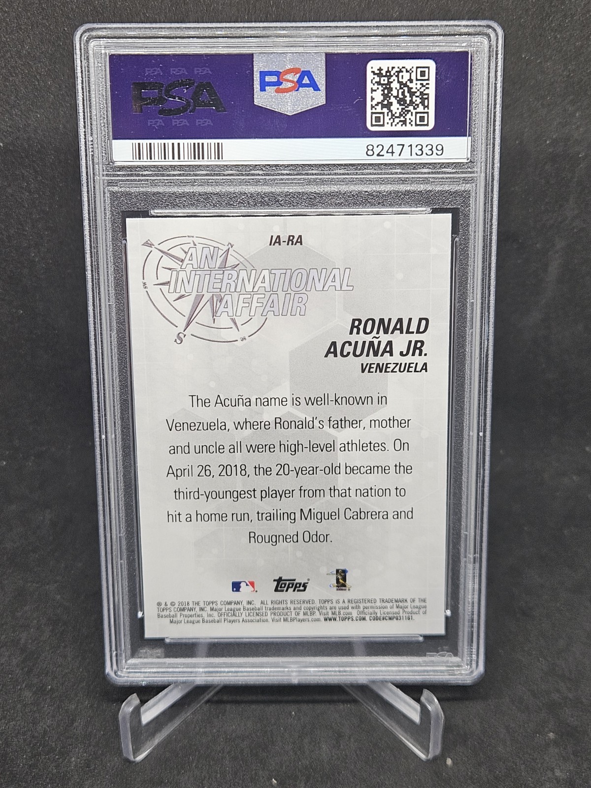 2018 Topps Chrome Update International Affair Ronald Acuna Jr Braves RC PSA 10 view 2
