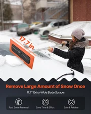 Snow Roof Rake, 4ft Long Reach Car Roof Snow Scraper, 17.7 in Foam Blade for No