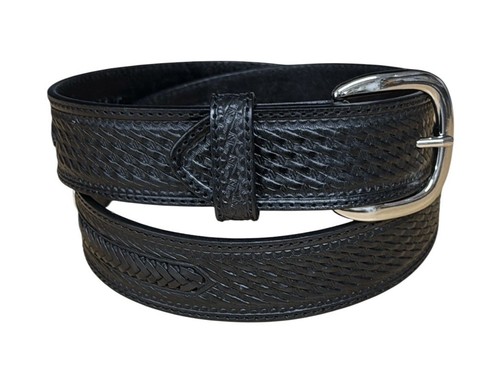 Cintura in pelle western conchiglia lavorata tessuto nero Silver Creek nuova con etichetta collezione 36 - Foto 3 di 13