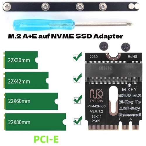 M.2 A+E To NVME SSD Adapter A/E Key To M Key PCIE 4.0 Riser Card