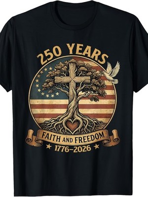 250 Years Faith and Freedom Christian USA 250th Anniversary T-Shirt 
