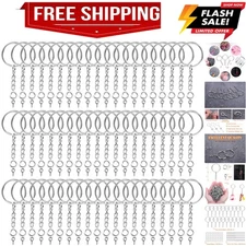 360Pcs Keychain Bulk, 120Pcs Keychain Rings with Chain and Open Jump Ring wit...