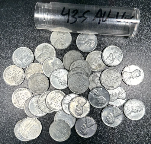 1943-S Steel Lincoln Wheat Penny Partial Roll of 34 Coins AU TO UNC ORIGINAL!