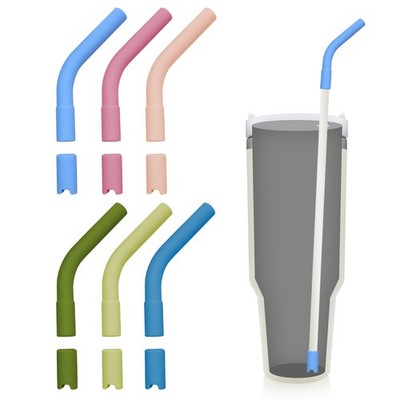 12 Pcs Silicone Straw Tips with Bottom Sleeve Reusable M, colourful 