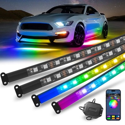 Bright 1450lm RGB Underglow Lights 4PCS Kit w/Remote for Car SUV Truck Exterior