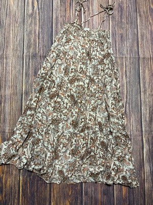 Women's M Moon River Paisley Boho Tiered Midi Dress Twirly Hippie Style