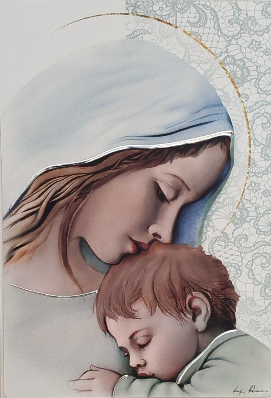 Luigi Pesaresi Quadro Madonna Con Bambino 33x23 cm, foto 6
