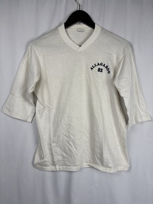 Vintage 1982 Allagaroo Artex Single Stitch V-Neck  3/4 Sleeve T-Shirt Size M