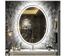 KIOTEE 28x36in Oval Frameless Backlit LED Anti-Fog Bathroom Vanity Mirror
