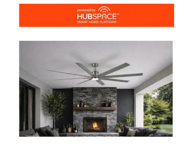 Kensgrove II 84'' Smart Indoor Ceiling Fan Hubspace Brushed Nickel w/ Remote