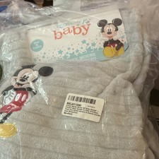 Disney Baby Mickey Mouse Soft Gray Plush Blanket 30x40in Polyester Nursery