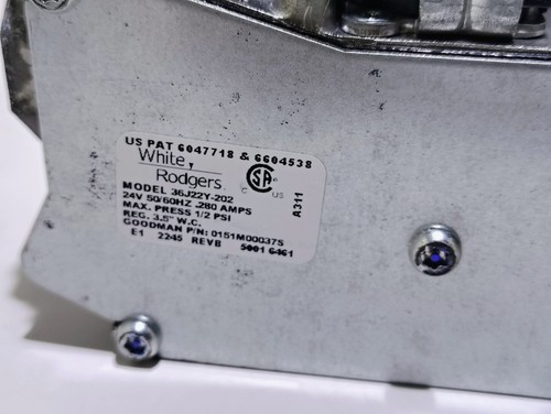 Soupape à gaz collecteur Rodgers blanc OEM Goodman Amana 0151M00037S 36J22Y-202 - Photo 3/6