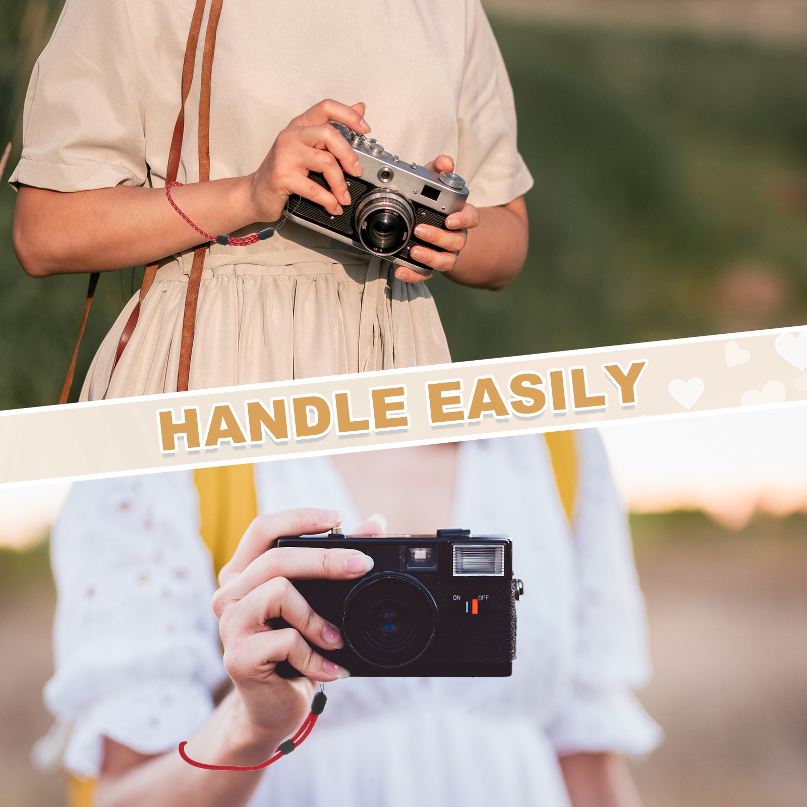 Camera Wrist Strap, 3Pcs Adjustable Wristlet Straps Lanyard, Pure Black