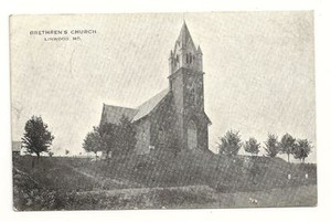 LINWOOD-MD-Brethren-039-s-Church-Antique-1910-B-amp-W-Postcard