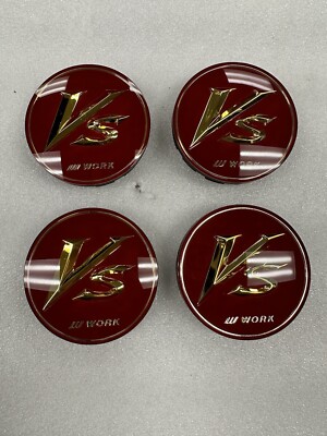 WORK Vs ホイールキャップ 4個セット Work Wheels “VS” Red/Gold BIG BASE center cap set of 4 genuine VS