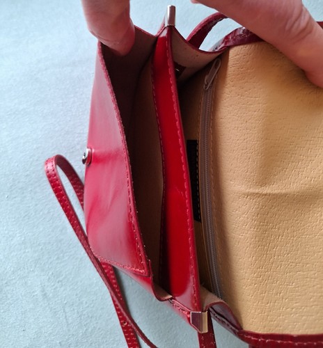 echtes Leder Handtasche Crossbag klein weinrot made in italy - Bild 8 von 16