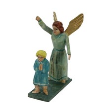 Angelo Annunciatore Grulicher Con Bambino - 7 Cm - Legno Intagliato (# 15438)