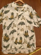 PARADISE FOUND Hawaiian Shirt Vintage Floral Pineapple Leaf Aloha USA Mens XXL