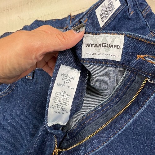 WearGuard Aramark Mens Jeans 46X32 Blue Straight Leg Medium Wash Denim - Picture 5 of 11