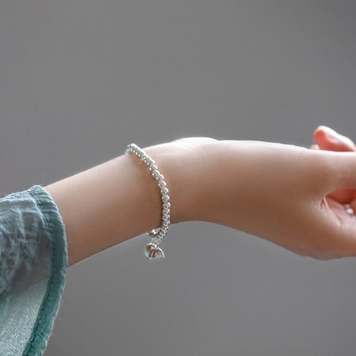 Real Solid 999 Sterling Silver 5mm Beaded Bracelet Cute Chain Fine Jewelry 7.1" - Picture 9 of 9