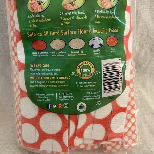 Libman Wonder Mop Refill Red White Polka Dot Micro Fiber Grip Strips New Sealed - Picture 4 of 4