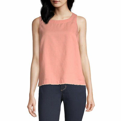 Liz Claiborne Women's Round Neck Sleeveless Tank Top LARGE Rose Dawn New