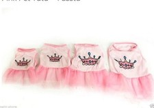 Dog Costume Fancy Dress Toy breed pink tutu dress up crown on back Halloween ?