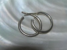 Small Nonmagnetic Silver Hollow Tube Hoop Earrings for Pierced Ears   0.75 inch