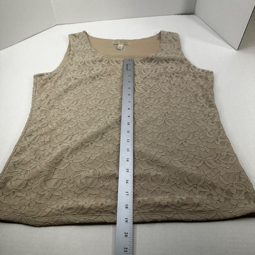 Dana Buchman Women's Size Large Top Lace Sleeveless Lined Beige Preowned - Picture 10 of 12
