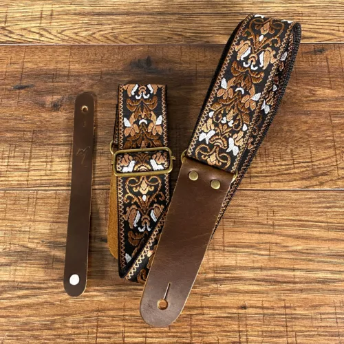 Musily Guitar Strap Boho Bombay Brown X004GRAE69 Picks Locks & Headstock Tie