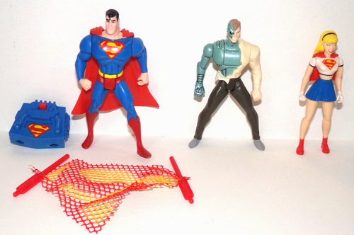 SUPERMAN METALLO & SUPERGIRL Superman Animated Series Figure Lot 1996/98 Kenner