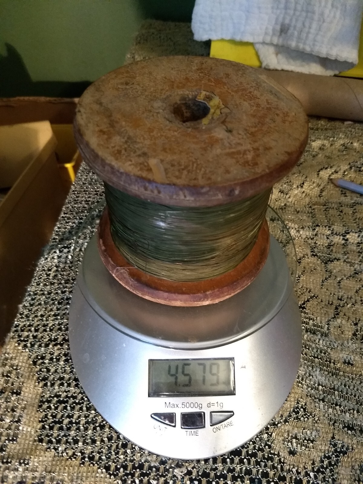Vintage spool of Very fine / Thin copper wire Radio about .013 diameter 4.5 lbs.