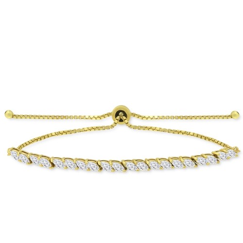 Giani Bernini BOLO BRACELET 18k Gold Plate Cubic Zirconia Marquise Cut Jewelry - Picture 5 of 7