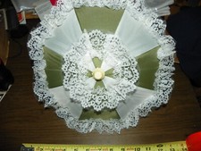 Vintage Doll Accessory Green -White Lace Parasol Victorian Romance Taiwan