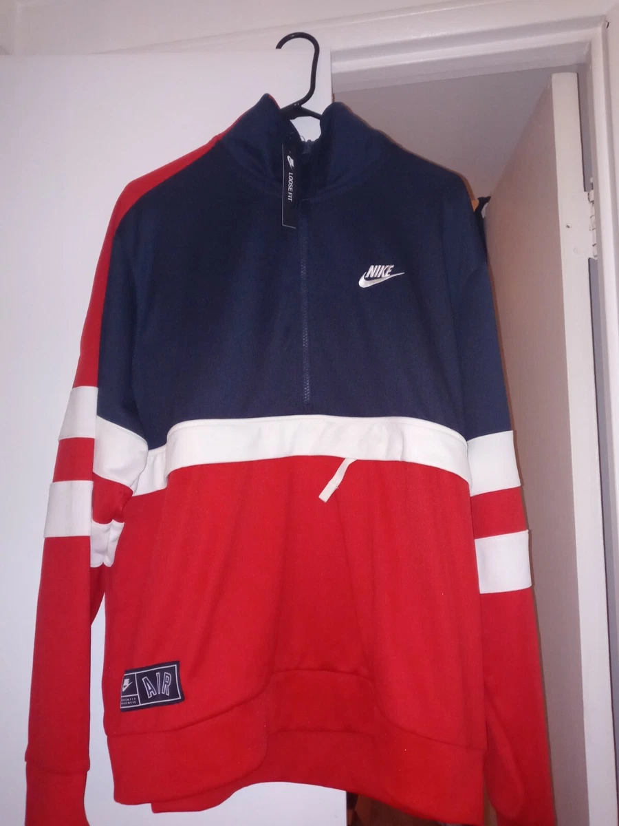 Men s NWT 100 Nike Air Half Zip Pullover Size L AR1839 461 Red Navy White