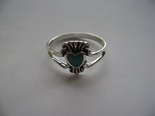 Sterling Silver Genuine Turquoise Stone Heart Design Ring New