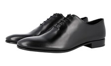 PRADA OXFORD 1 PIECE LEATHER ULTRA CLEAN LOOK DRESS SHOES BLACK US 10 EU 43