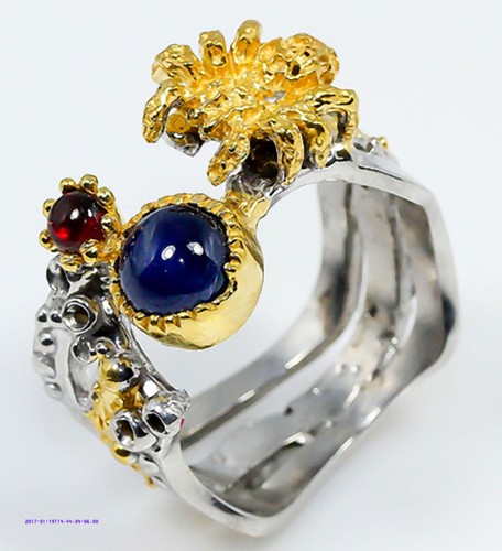 Ring Size 7.75 NATURAL Sapphire Handmade Jewelry Blue925 Sterling Silver - Picture 6 of 6