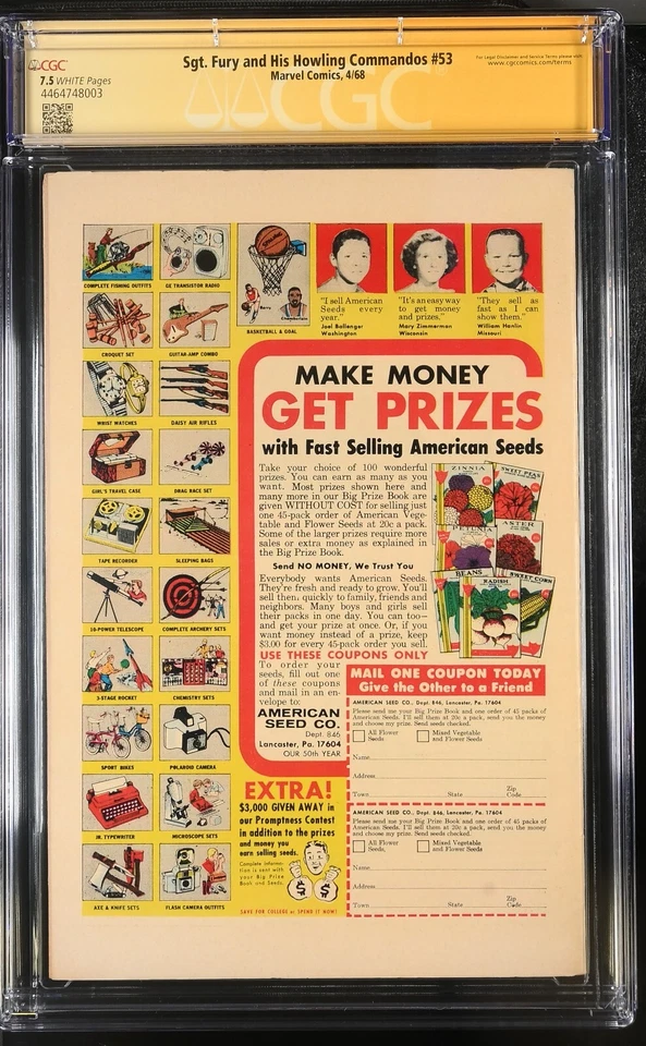 Sgt. Fury and His Howling Commandos #53 SS Mike Ploog CGC 7.5 (1968 Marvel) - Image 2 of 2