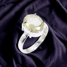 Natural Citrine Gemstone 925 Sterling Silver Solitaire Ring Size 7.5 For Girls